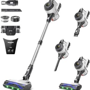 - YONNDER Cordless Vacuum Cleaner, 48KPA/550W/65Mins Powerful Stick Vacuum for Home, Anti-Tangle, Self-Standing, Lightweight, Charging Dock, Vacuum Cleaner for Hardwood Floor/Carpet/Pet Hair/Car, M1